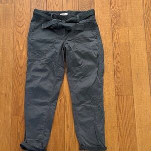 LOFT Cropped Pants with Bow Tie Waist floral designs